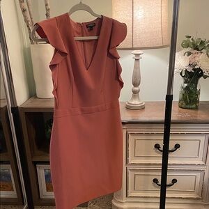 Express Coral Ruffle Mini Dress
